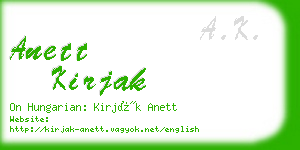 anett kirjak business card